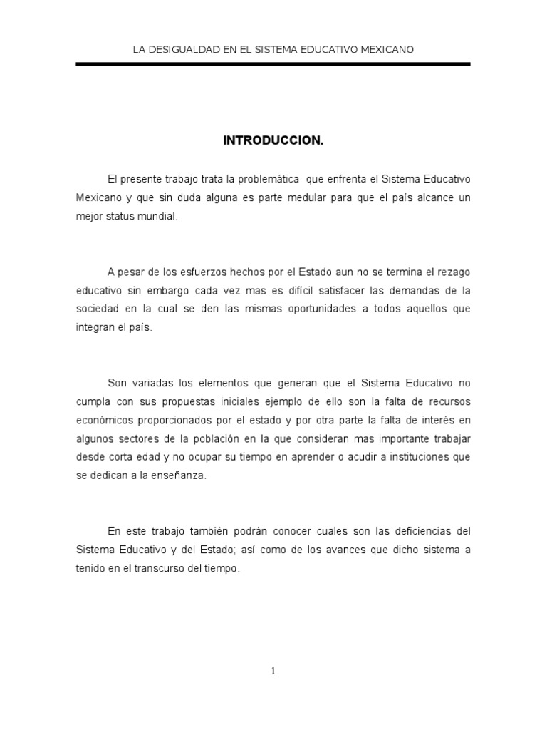 La Desigualdad en El Sistema Educativo Mexicano | PDF | Desigualdad ...