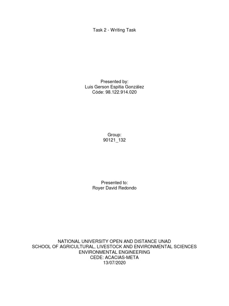 Unit 1 Task 2 - Writing Task - Luis Espitia | PDF | Home & Garden ...