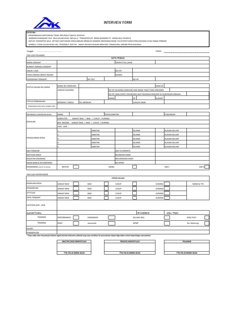 Form 45 Kolom Interview | PDF