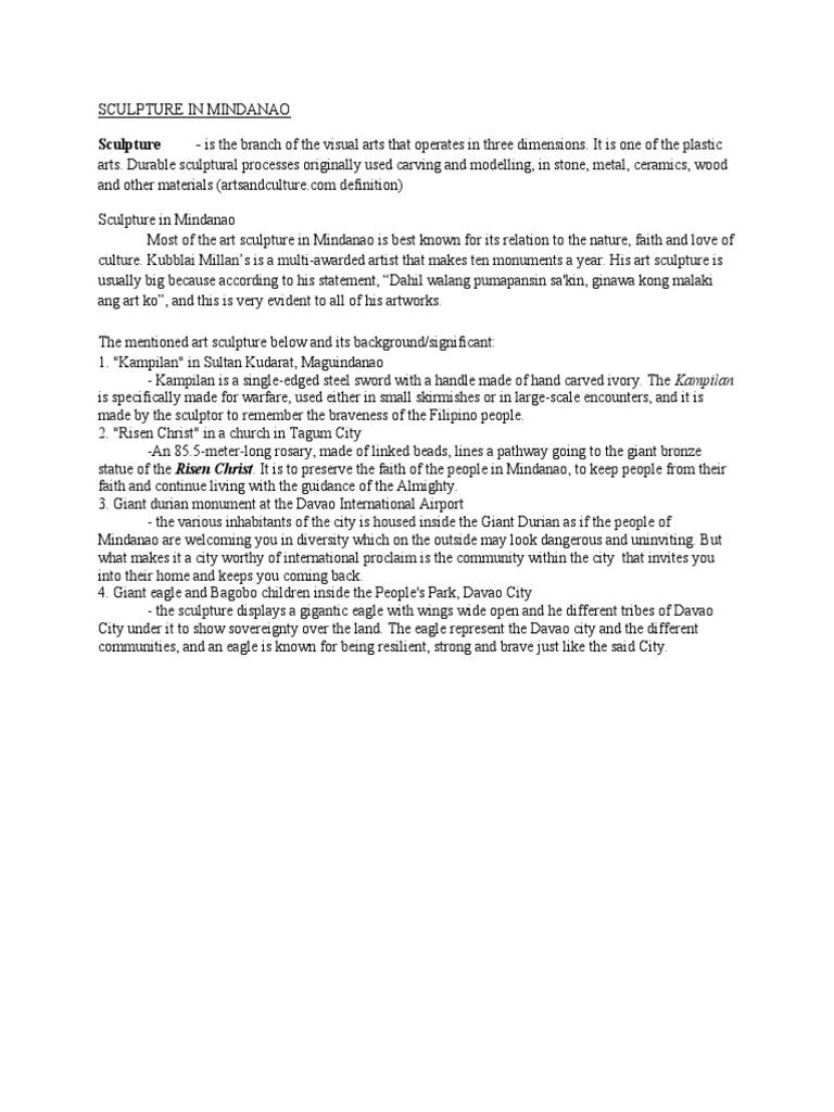 Sculpture Is The Branch of The Visual Arts That Operates in Three