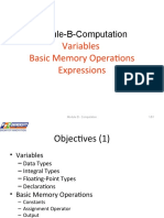 Module-B-Computation: Variables Basic Memory Operations Expressions