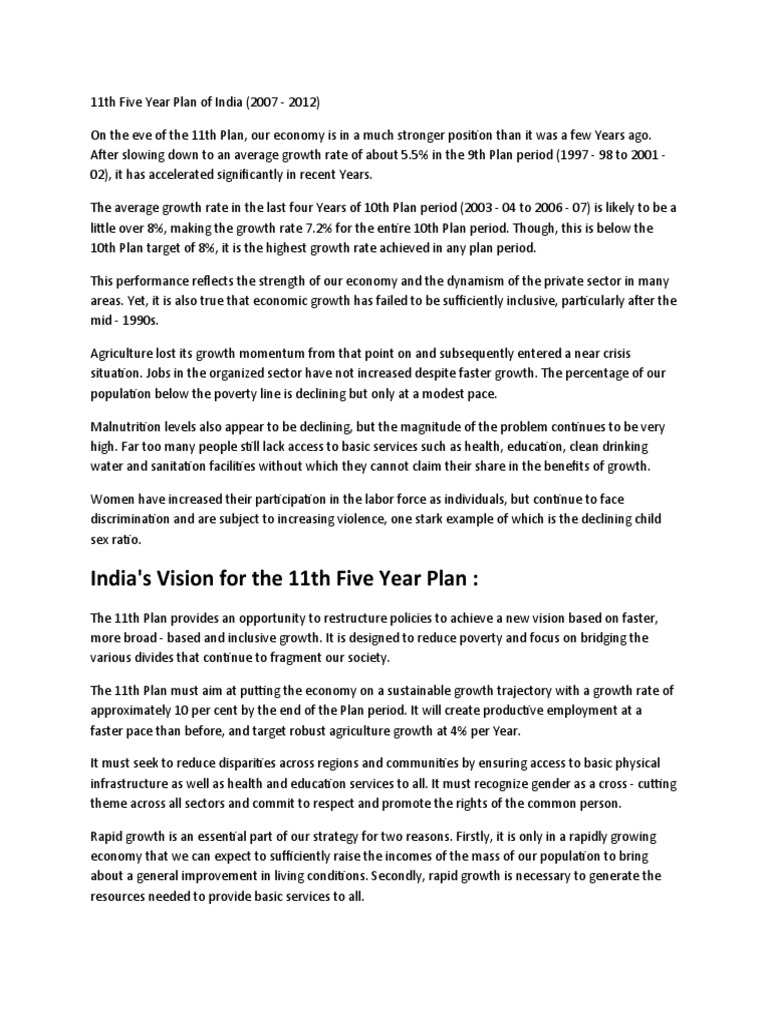 11th Five Year Plan Of India Pdf Economic Growth Economies