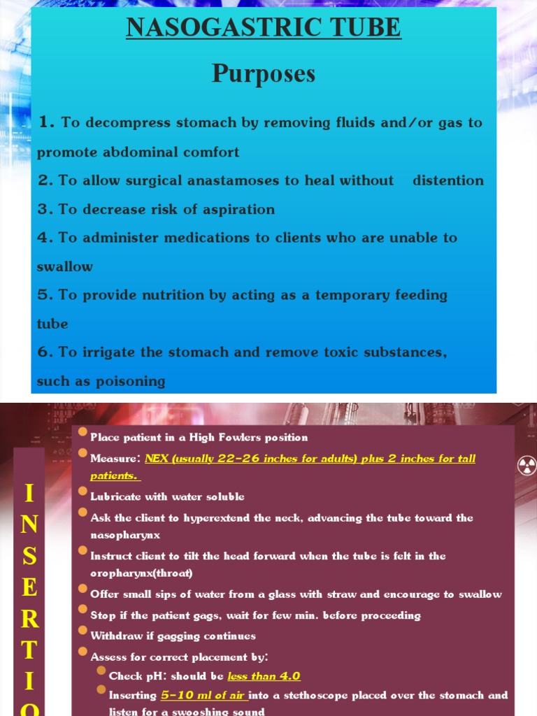 Nasogastric tube purpose