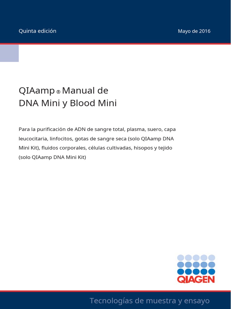 Qiagen DNA Mini Kit Handbook - En.es | PDF | Virus | Adn