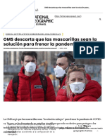 OMS descarta que las mascarillas sean la solución para frenar la pandemia - National Geographic en Español