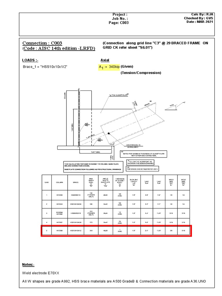 AISC Connection Design for Braced Frame | PDF | Computers