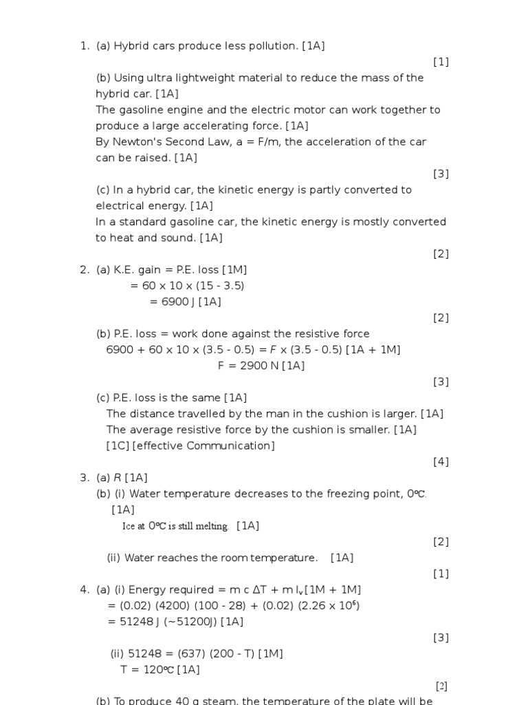 2009 CE Physics Marking Scheme | PDF | Celsius | Hertz