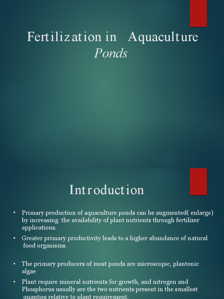 Fertilization of Fish Pond PDF Manure Fertilizer
