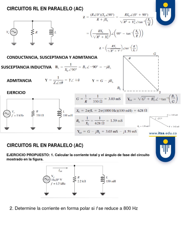 Ejercicios Resueltos Circuitos RLC | PDF | Impedancia eléctrica ...