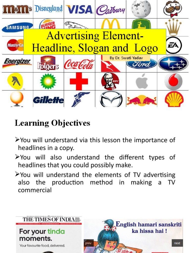 Advertising Element - Headline, Logo and Slogans | PDF | Logos ...