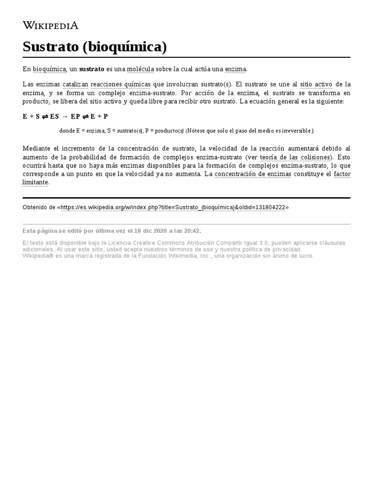 Sustrato (Bioquímica) PDF