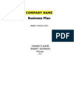 Company Name Business Plan: Owner'S Name Insert Address Phone