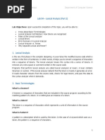 Lab 04 - Lexical Analysis (Part 2) : Lab Objectives: Upon Successful Completion of This Topic, You Will Be Able To