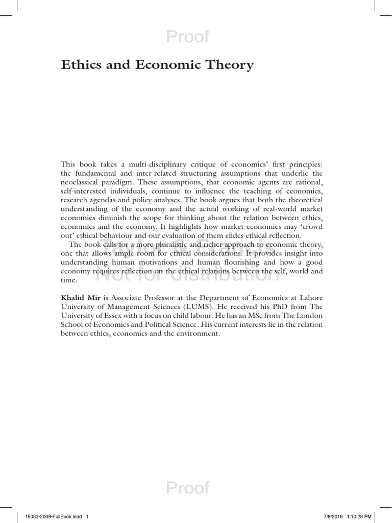 Proof Ethics and Economic Theory - Proof | PDF | Economics | Market ...