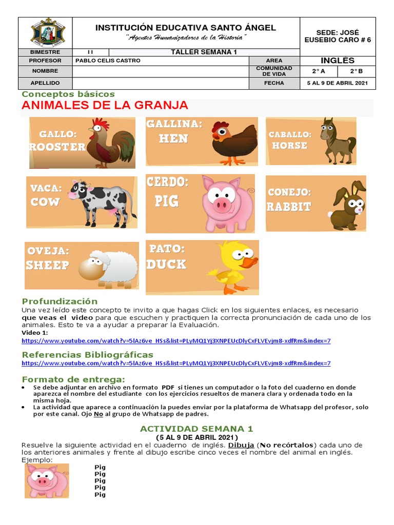 Actividad Semana 1 - 2 - Per - INGLES 2° | PDF