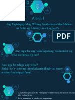 FIL 123 Aralin 1 Ang Pagtataguyod NG Wikang Pambansa Sa Mas Mataas Na Antas NG Edukasyon at Lagpas Pa