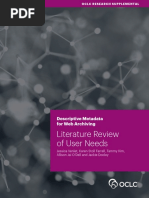 Literature Review of User Needs: Descriptive Metadata For Web Archiving