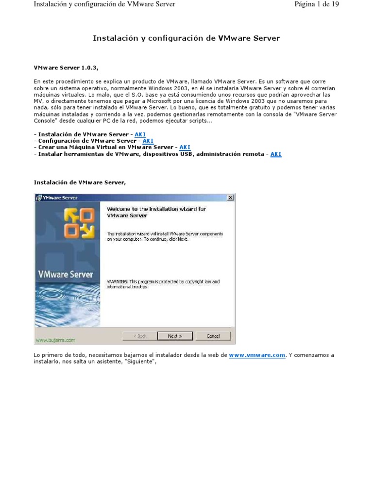 Instalación y Configuración de VMware Server | PDF | V Mware ...