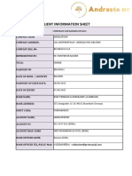 Client Information Sheet: Corporate and Banking Details