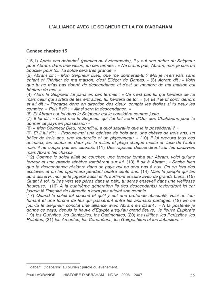 Alliance et foi d'Abraham dans la Bible | PDF | Abraham | Épître aux ...