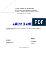 Analisis Del Articulo ("Demostración de Los Cambios en El PH Salival en Función de Ingestascon Riesgo Odontológico)