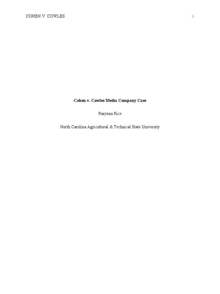 Cohen v. Cowles Media Company Case | PDF | First Amendment To The ...