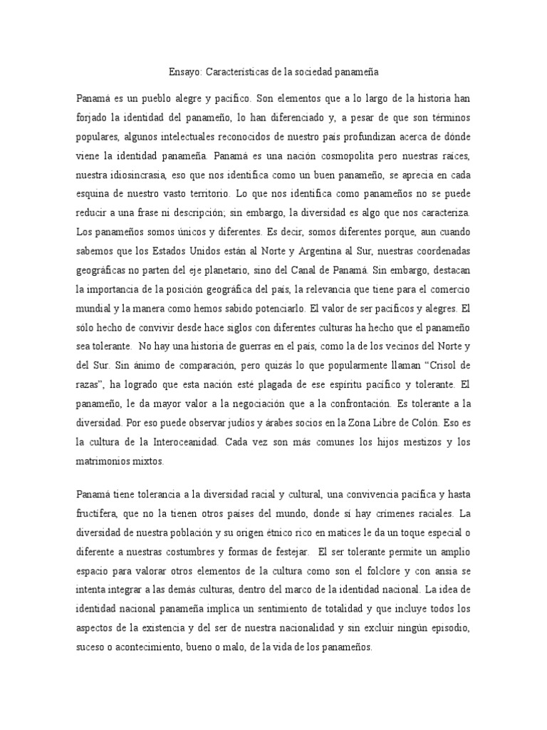 Características de la Sociedad panameña | PDF | Panamá | Nación