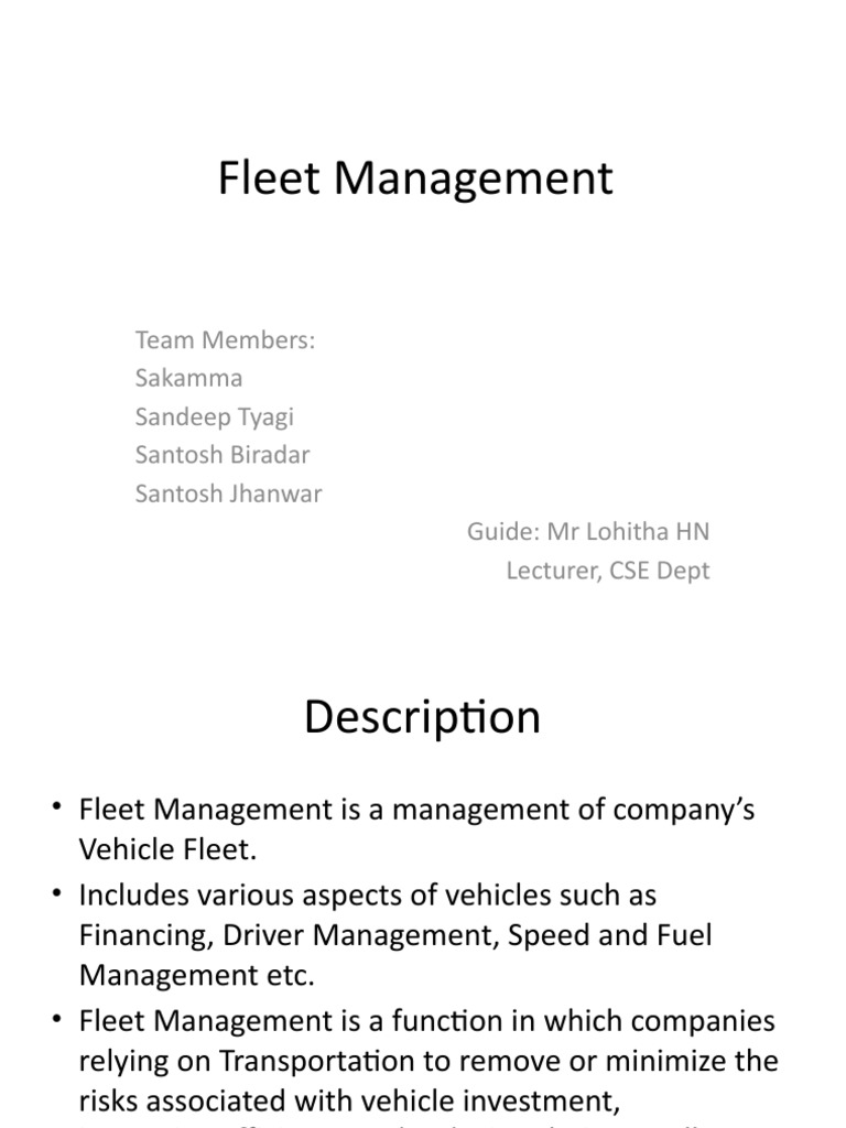 Fleet Management System Overview | PDF