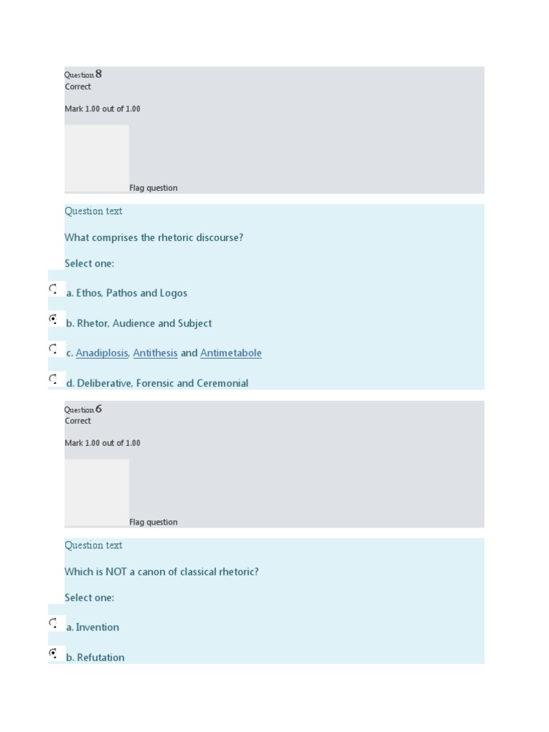 Rhetoric Discourse Essentials Quiz | PDF | Rhetoric | Persuasion