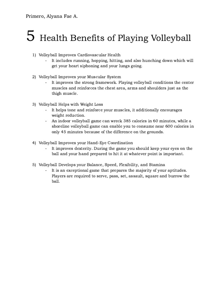 5 Health Benefits of Playing Volleyball PDF