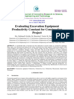 Evaluating Excavation Equipment Productivity Constant For Construction Project