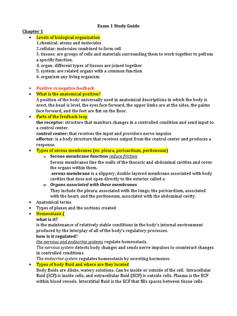 Biology 121 Exam 1 Study Guide | PDF | Human Body | Cell (Biology)