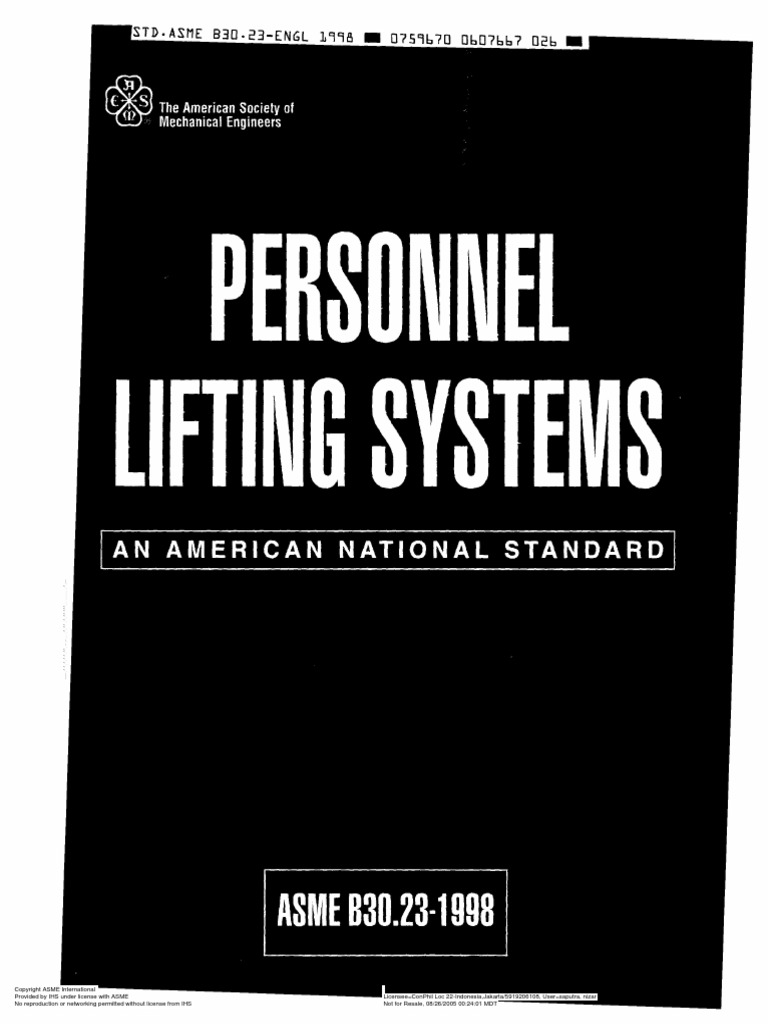 ANSI B30.23-1998 Personnel Lifting Systems | PDF | Crane (Machine) | Patent