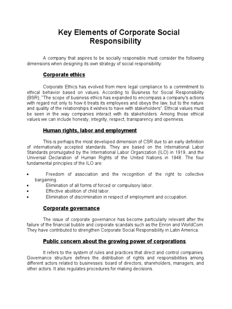 Key Components of Corporate Social Responsibility | PDF | Business ...