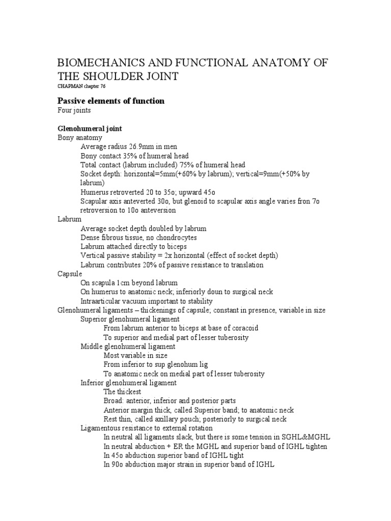 Shoulder Joint Biomechanics Overview | PDF | Shoulder | Musculoskeletal ...