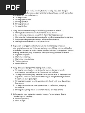 3 18 Soal Strategi Pemasaran Pdf