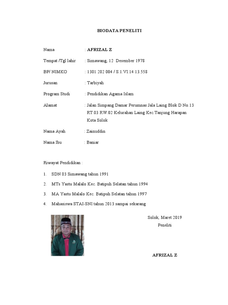 Biodata Peneliti | PDF
