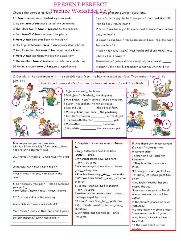 Present Perfect Practice Exercises | PDF | Language Arts & Discipline