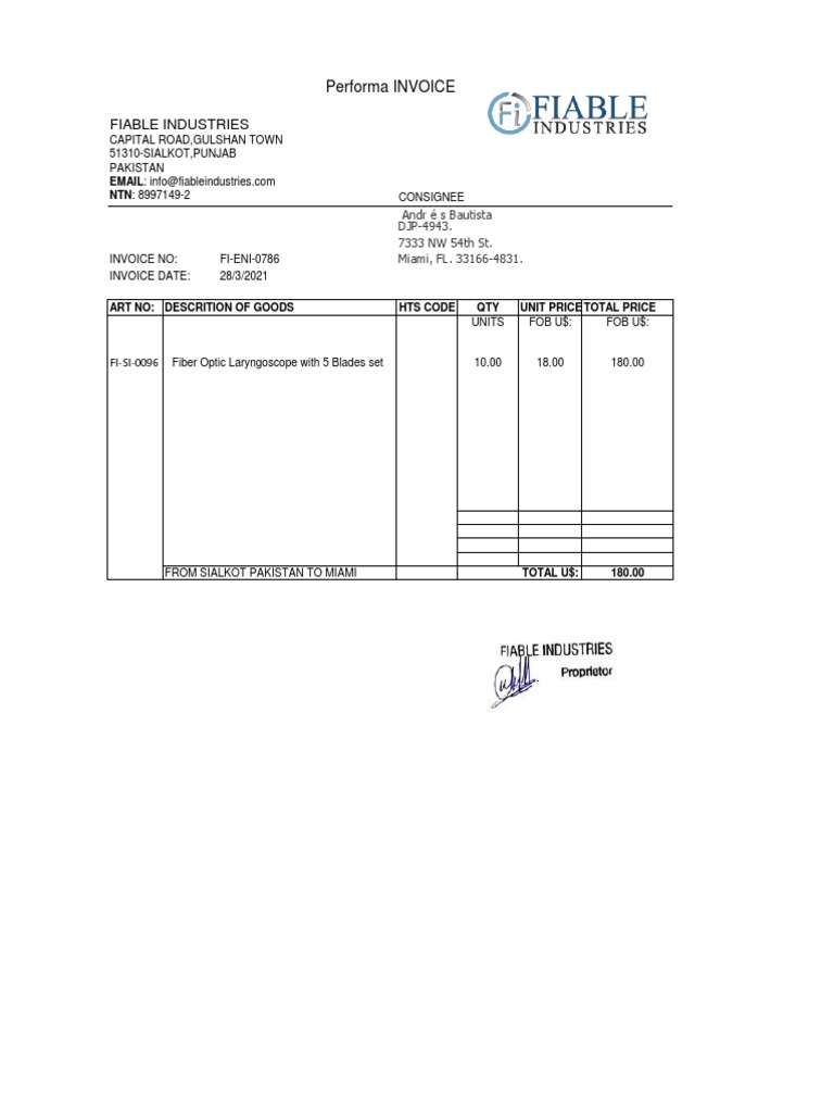 Miami Shipping Factura | PDF