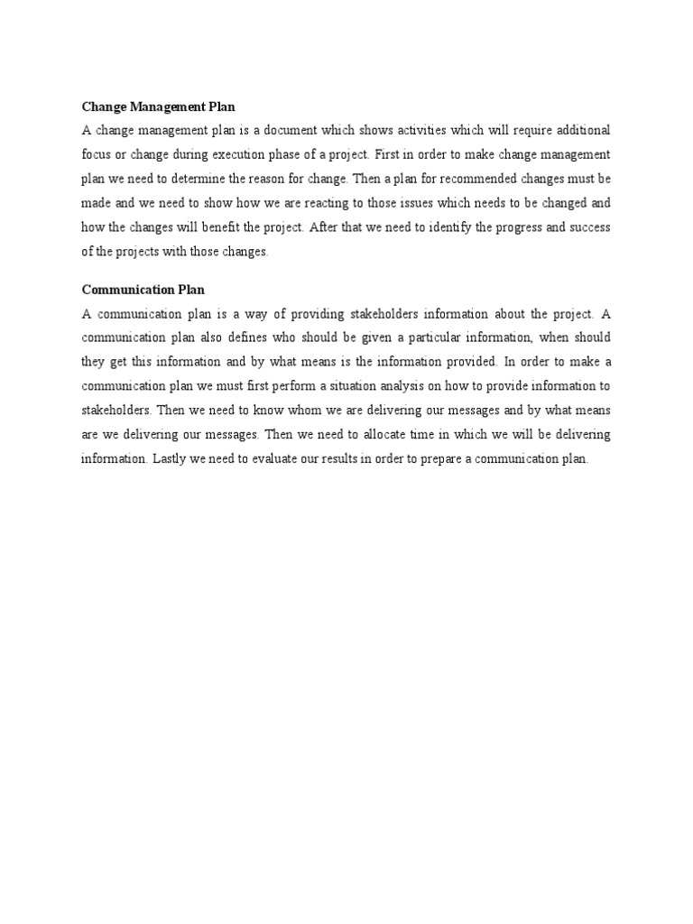 Change Management Plan | PDF | Business
