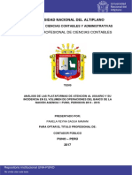 Análisis plataformas atención Banco Nación Puno 2014-2015