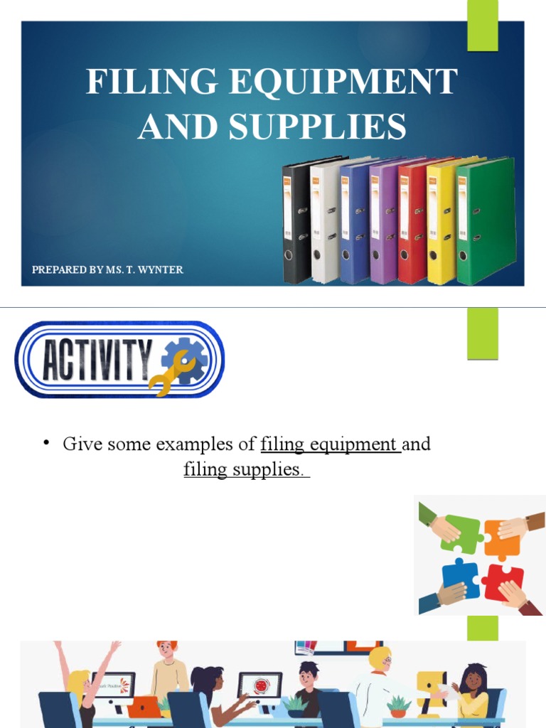 Types of Filing Equipment and Supplies | PDF | Office Work | Equipment