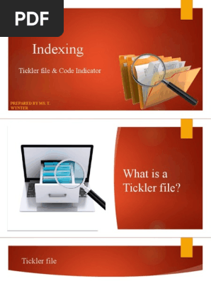 Indexing- tickler files & cards indicator