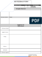 Strengths Observed: Date Teacher(s) Lesson Objective/ Standard Course Time Observation Type