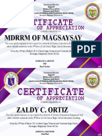 Certificate: of Appreciation