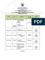 Department of Education: Date Time Activities Persons Involved Output