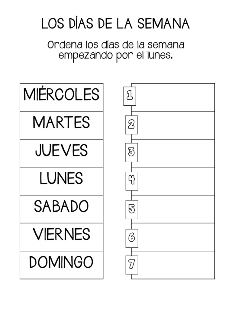 Actividades sobre los Días de la Semana | PDF | Artes del Lenguaje y ...