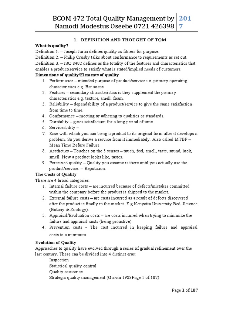 Total Quality Management Overview | PDF | Quality Management | Goal
