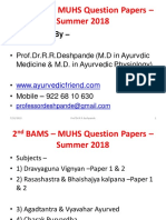 2 BAMS - MUHS Question Papers - Summer 2018