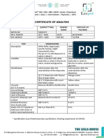 Certificate of Analysis: Name of Product (Leepol - 940) Generic Name Acrylate Co Polymer